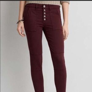 AE Skinny Moto Sateen Stretch Jeggings Sz. 0 XS